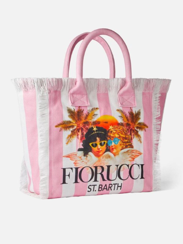 BORSA A SPALLA VANITY CON STAMPA A RIGHE ROSA E ANGELI FIORUCCI EDIZIONE SPECIALE