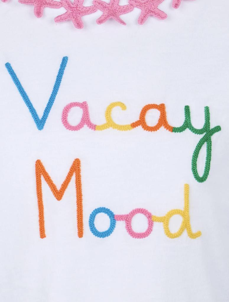 T-SHIRT GIROCOLLO DA BAMBINA RICAMATA VACAY MOOD