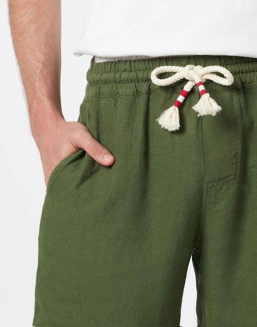 BERMUDA DA UMO IN LINO VERDE MILITARE