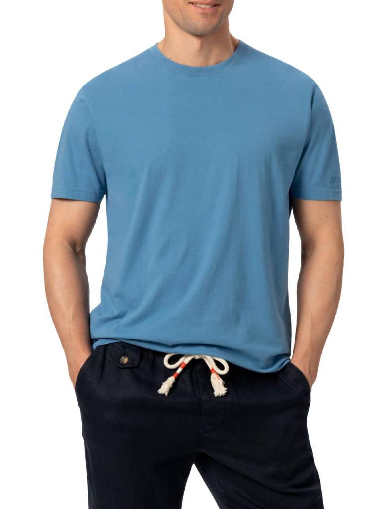 Tshirt Dover in jersey di cotone blu polvere con ricamo St. Barth