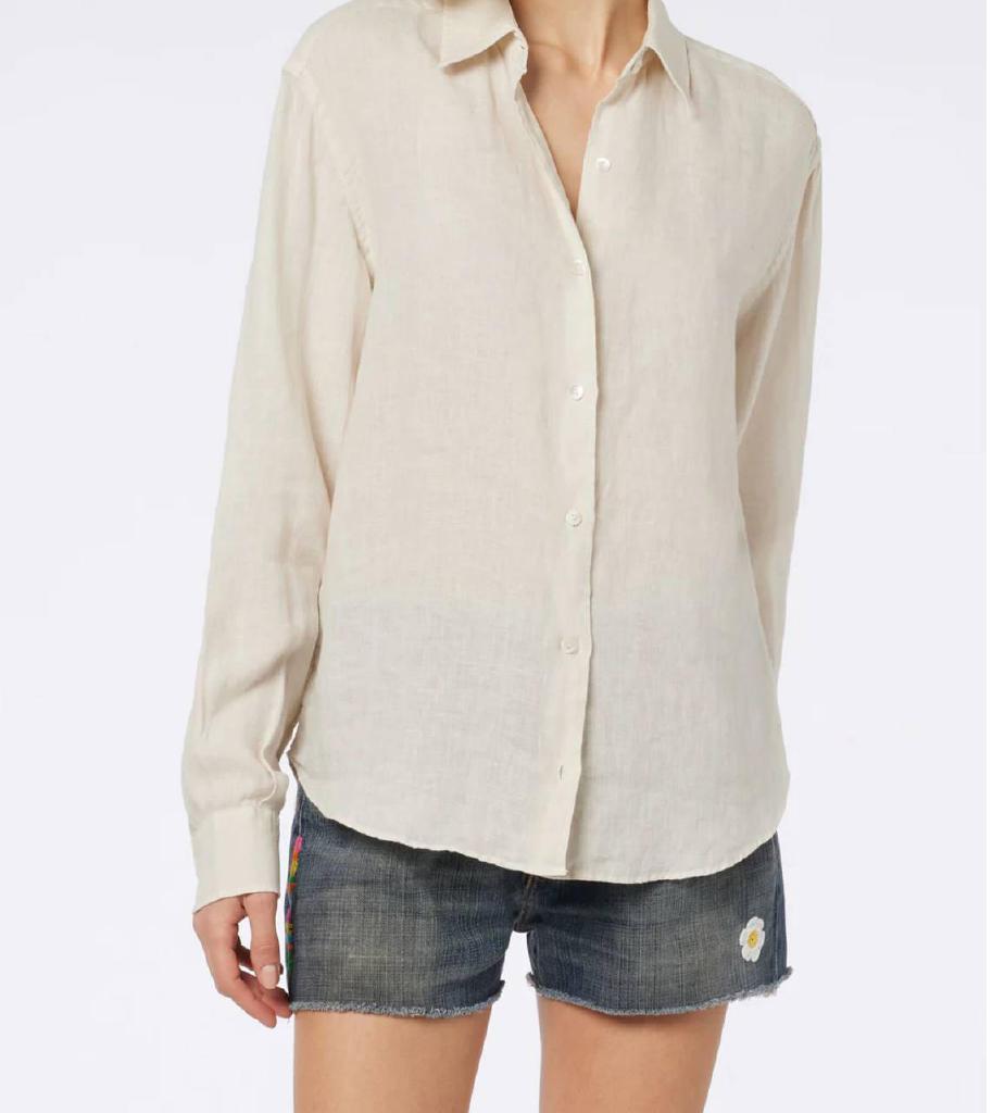 Camicia classica in lino Meredith color crema