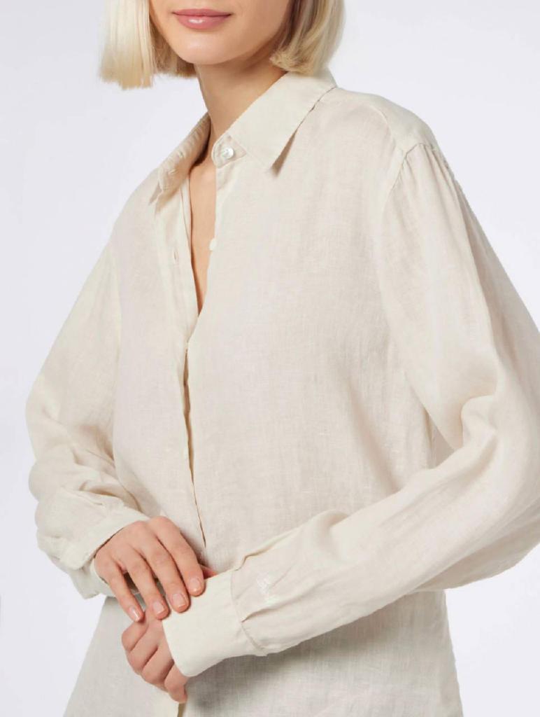 Camicia classica in lino Meredith color crema