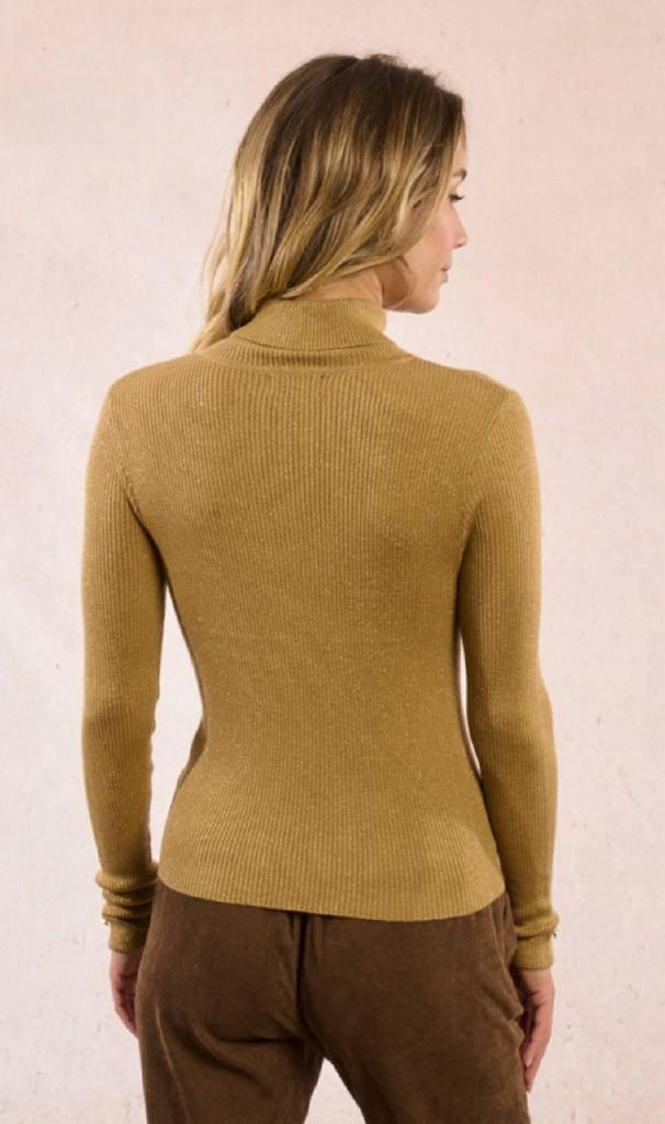 Dolcevita in maglia a coste iridescente