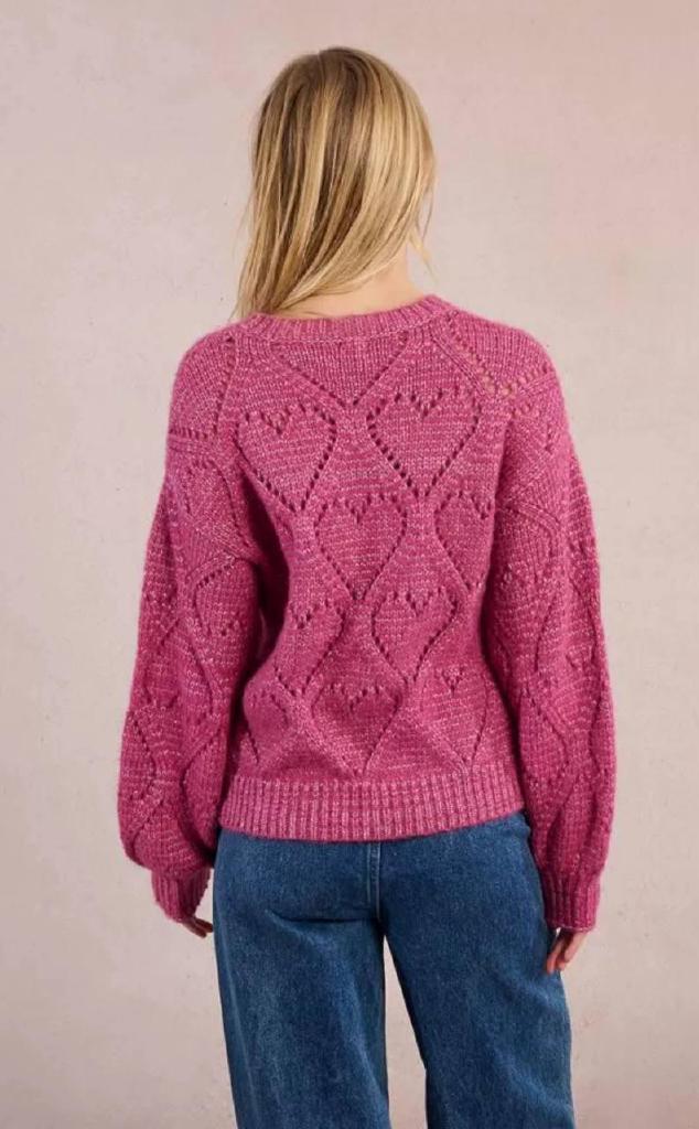 Maglione traforato con motivo a cuore