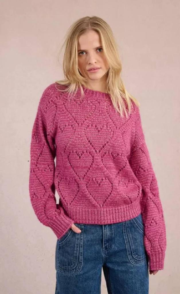 Maglione traforato con motivo a cuore