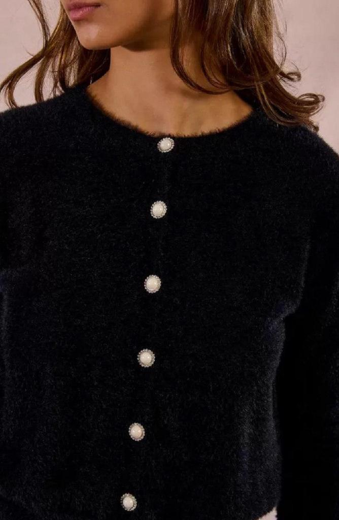Cardigan aderente, bottoni fantasia