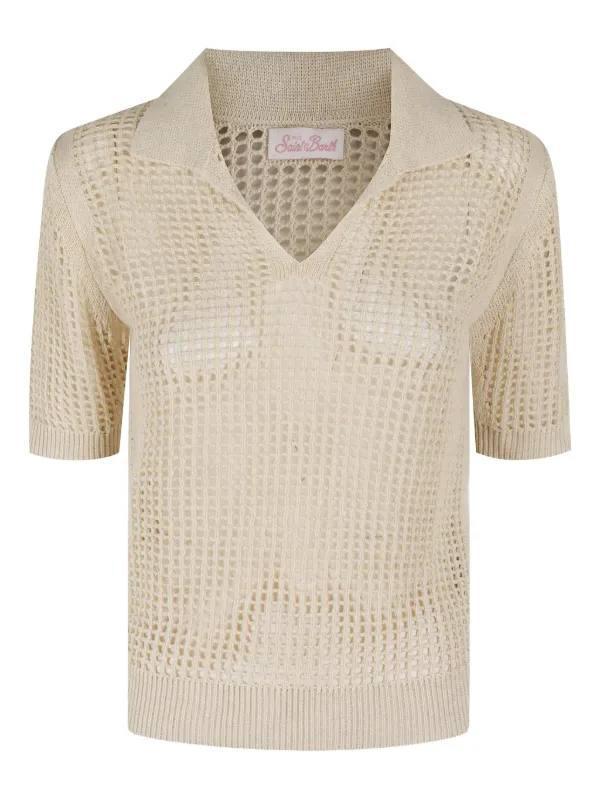 Polo in rete crochet Beige