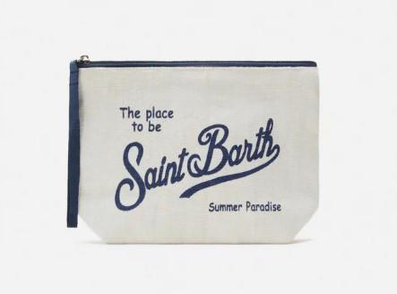 Pochette Aline in lino bianca tinta unita