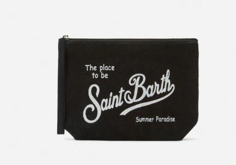 Pochette Aline in lino nero tinta unita