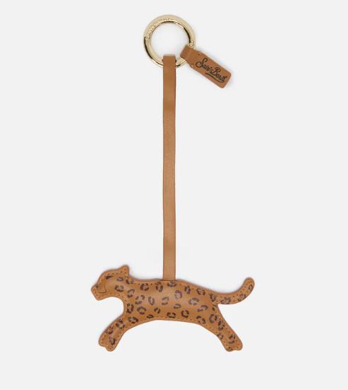 Bag Charm leopardo in pelle bianca
