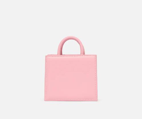 Shop Bag Micro in pelle rosa pastello