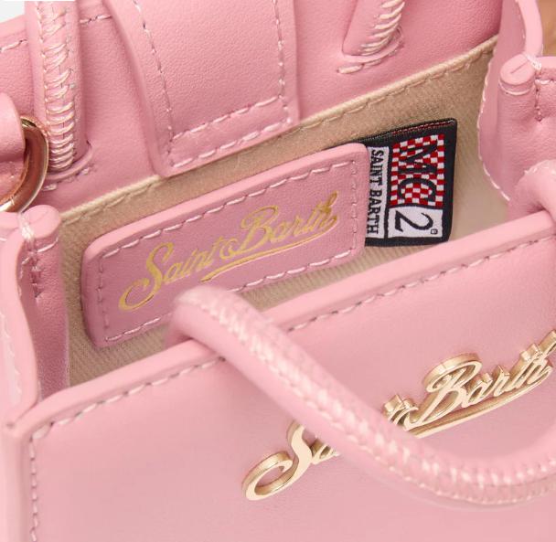 Shop Bag Micro in pelle rosa pastello
