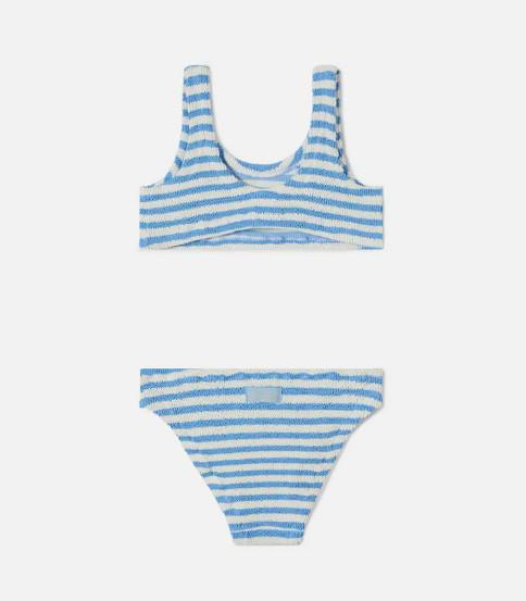 Bikini Baker in tessuto crinkle a righe azzurre