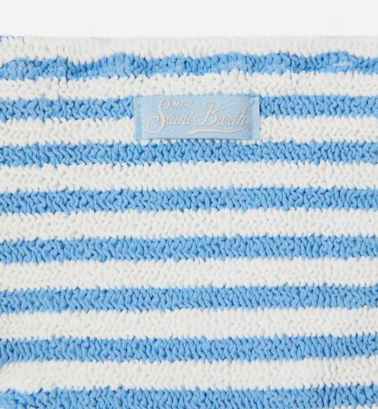 Bikini Baker in tessuto crinkle a righe azzurre