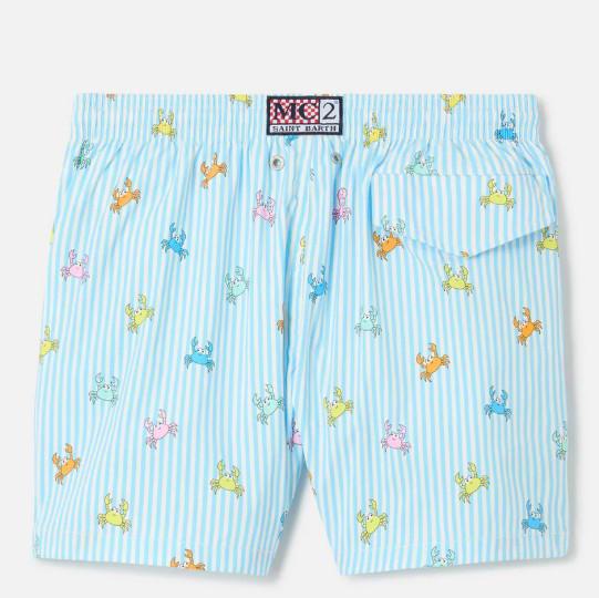 Costume Jean Lighting Stretch a righe con stampa granchietti all over