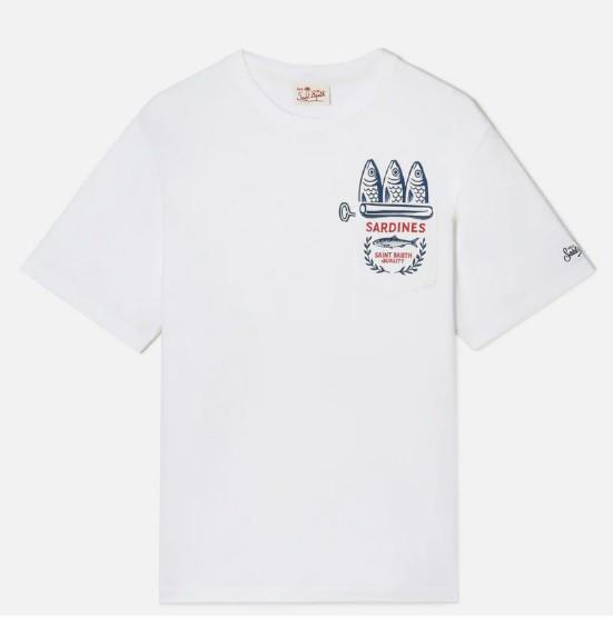 T-shirt Austin bianca con illustrazione Sardine