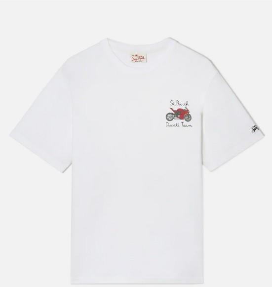 T-shirt Portofino bianca con ricamo Ducati Team | Special Edition