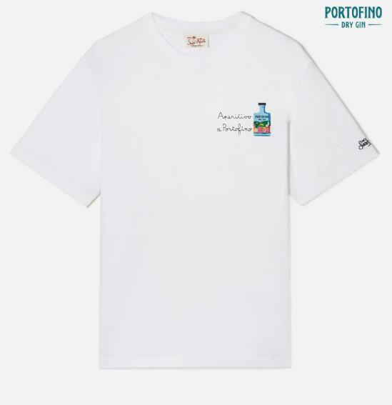 T-shirt Portofino bianca con ricamo Aperitivo A Portofino | Special Edition