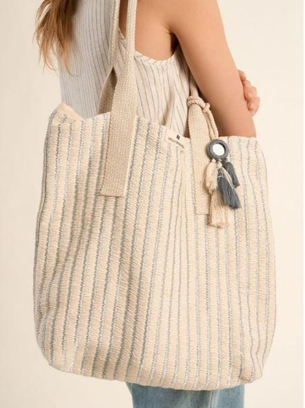 Borsa a righe con manici larghi