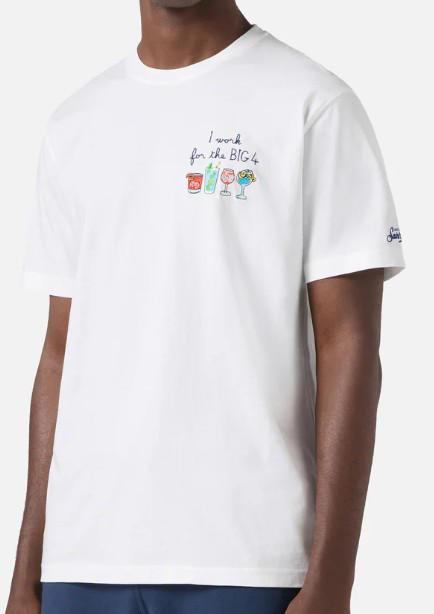 T-shirt Portofino bianca con ricamo I Work For The Big 4