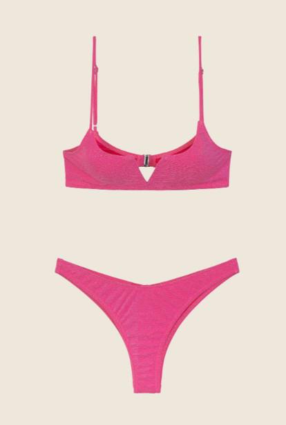 Bikini Donna F**K Top con Ferretto e Slip Americano Fisso Fucsia 1143-FX