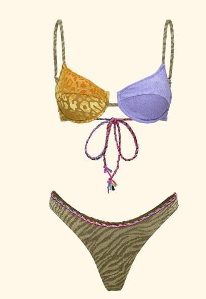 Bikini Donna F**K Reggiseno con Ferretto e Slip Americano Fisso Multicolor SW0152-MC