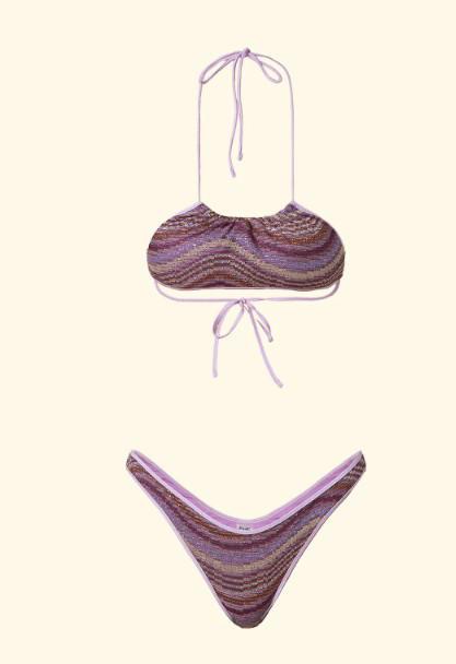 Bikini Donna F**K Top Regolabile con Slip Americano Fisso Multicolor SW0651-MC