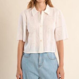 Camicia di cotone con ricamo traforato