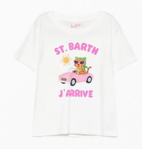 T-shirt per bambina MC2 Saint Barth Kids bianca con stampa grafica