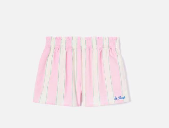 Short Meave Jr a righe bianche, rosa e verdi
