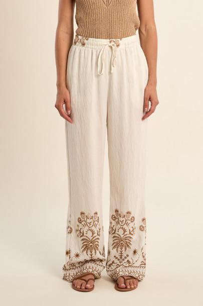 Pantaloni larghi con ricami