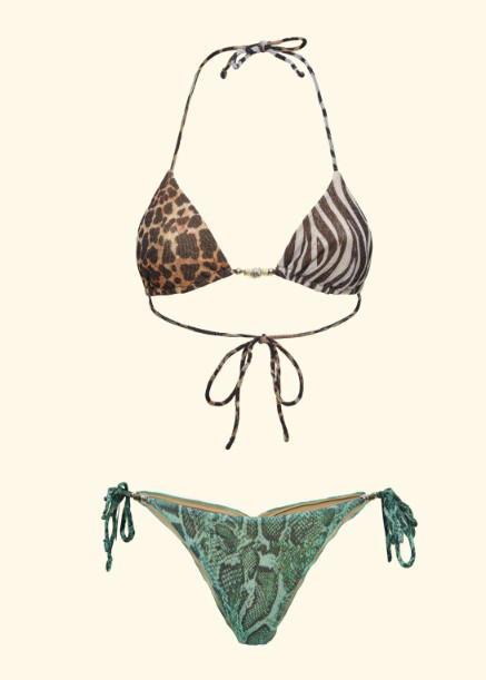 Bikini Donna F**K Triangolo con Slip Regolabile Fantasia SW0140-X10