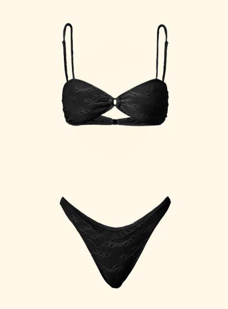 Bikini Donna F**K Top con Slip Americano Fisso Nero SW0721-BK