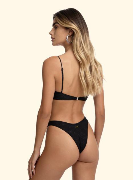 Bikini Donna F**K Top con Slip Americano Fisso Nero SW0721-BK