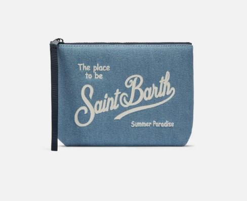 Pochette Aline in effetto denim blu