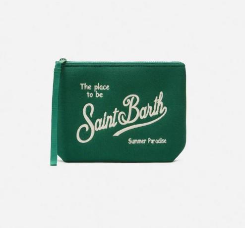 Pochette Aline verde con effetto piquet