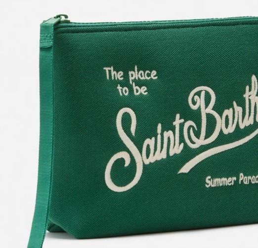 Pochette Aline verde con effetto piquet