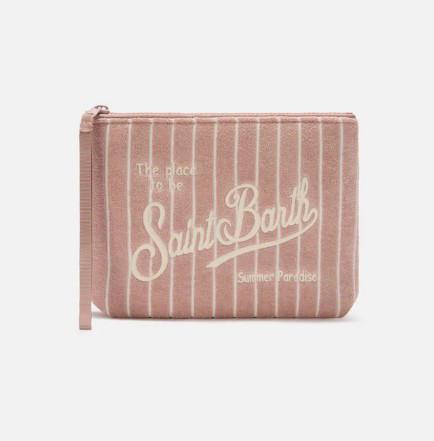 Pochette Aline rosa chiara effetto spugna con fantasia a righe in rilievo