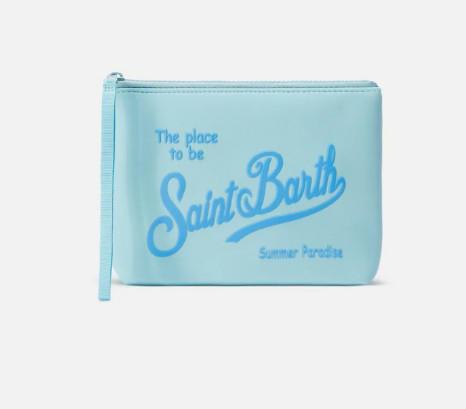 Pochette Aline in scuba azzurra tinta unita