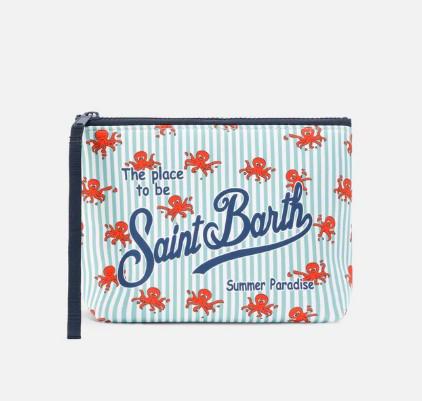 Pochette Aline in scuba a righe con stampa polipetti