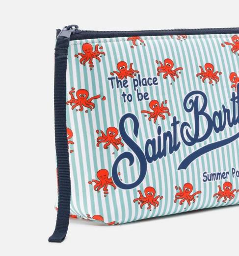 Pochette Aline in scuba a righe con stampa polipetti
