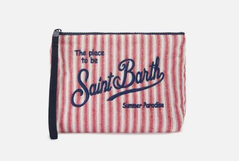 Pochette Aline in cotone rosso e bianco a righe strette