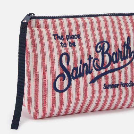 Pochette Aline in cotone rosso e bianco a righe strette
