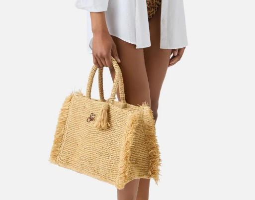 Borsa Colette in raffia con frange laterali