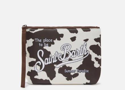Pochette Aline in scuba con stampa animalier muccata