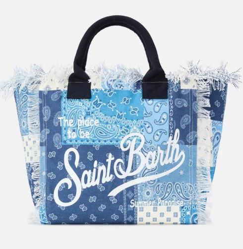 Borsa Vanity regular in canvas con stampa bandana patchwork blu