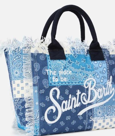 Borsa Vanity regular in canvas con stampa bandana patchwork blu